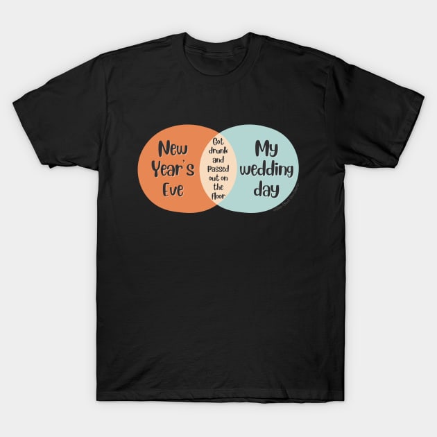 Venn Diagram 2023 New Year’s Eve vs. My wedding day: Drunk T-Shirt by Jean-Claude Venn-Diagram